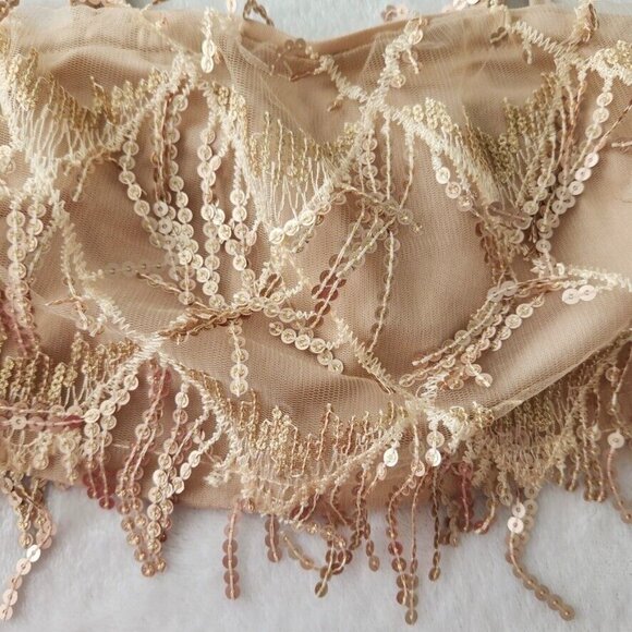 NWT Cider Sequin Tassel Crop Cami Top Size XS Gold Embellished Festival Concert - Picture 15 of 15